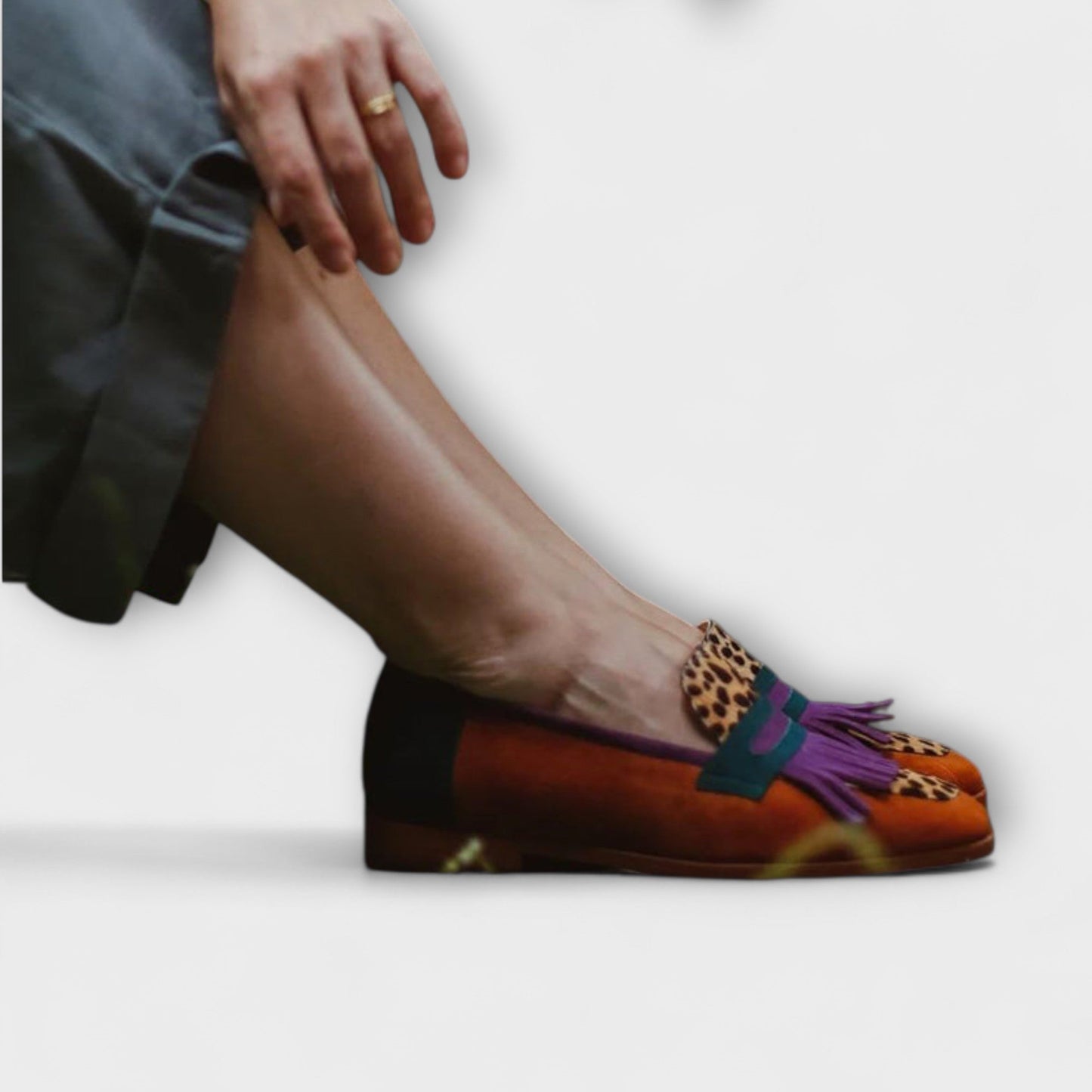 Fallon – Mocasín Marrón con Estampado de Leopardo Aviero Madrid