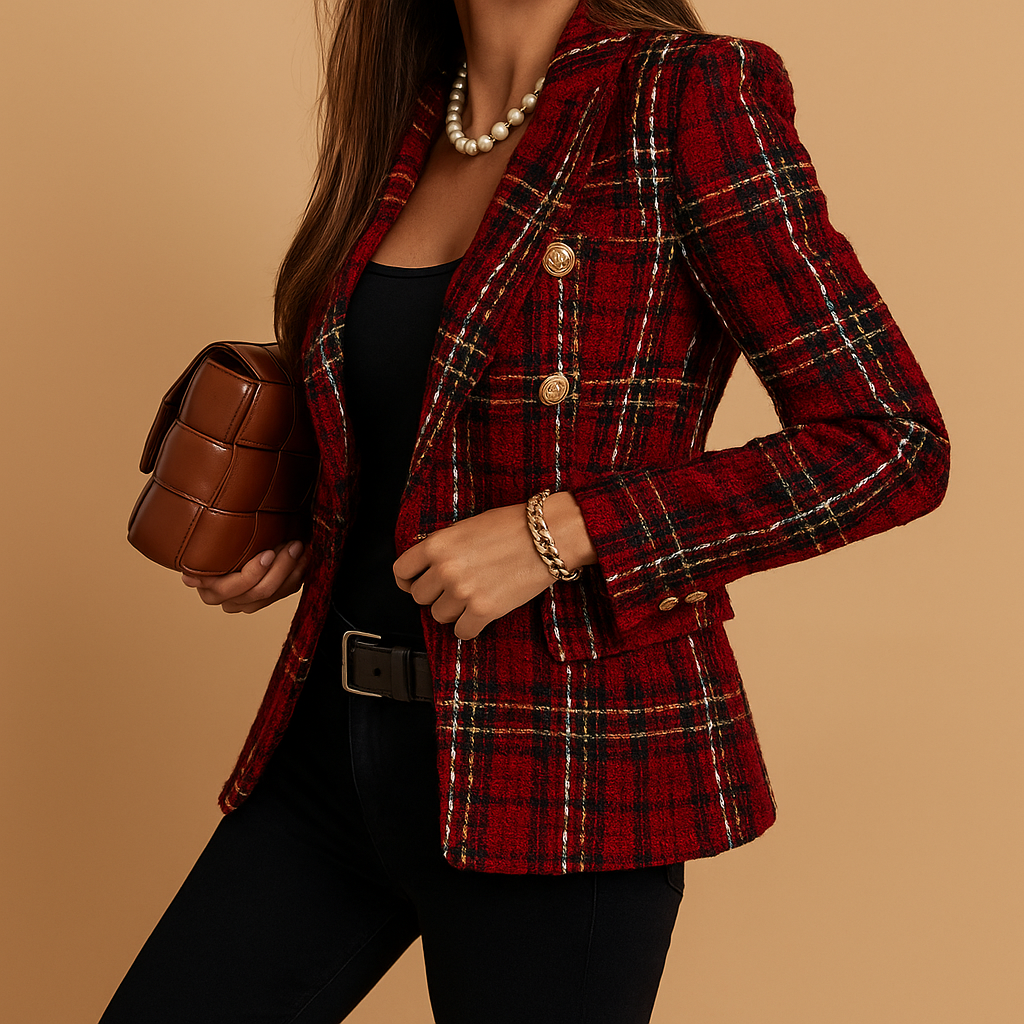 Elvira – Blazer cruzado a cuadros Aviero Madrid