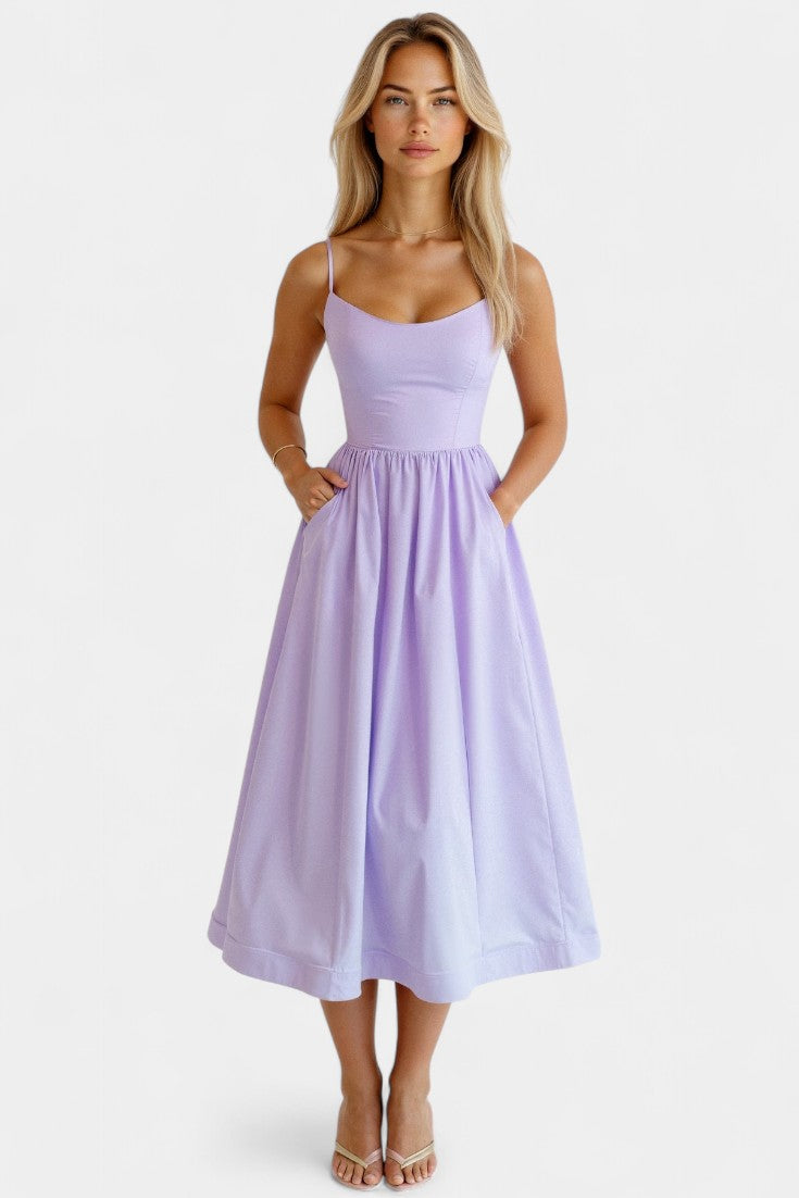 Marvelle - Vestido Midi Flowy Sin Mangas Aviero Madrid