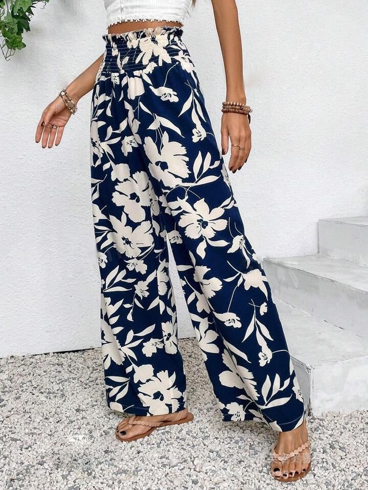 Floriana - Pantalones Anchos con Estampado Floral Aviero Madrid