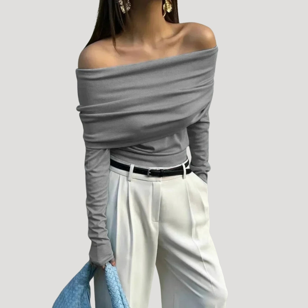 Merta Merta – Top con Hombros Descubiertos y Fruncido Elegante Aviero Madrid