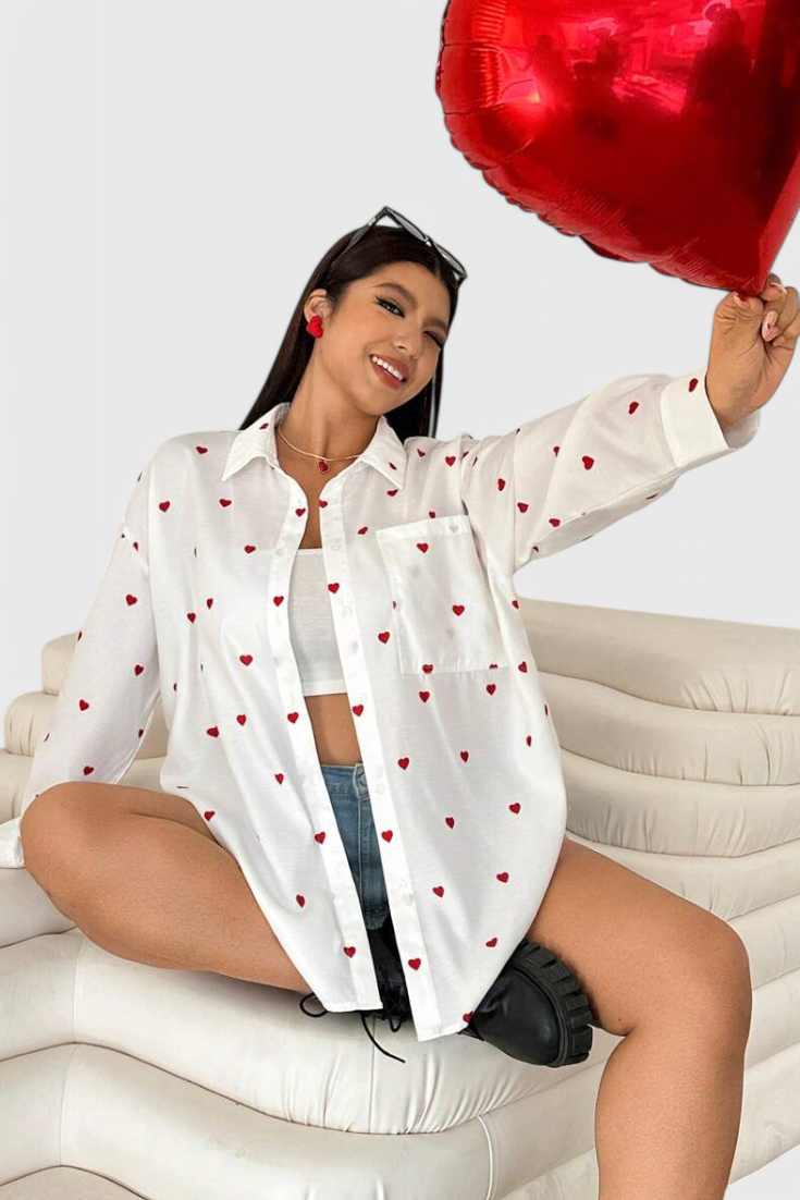 Rhiannon - Blusa de Algodón Bordada con Corazones Valera Madrid