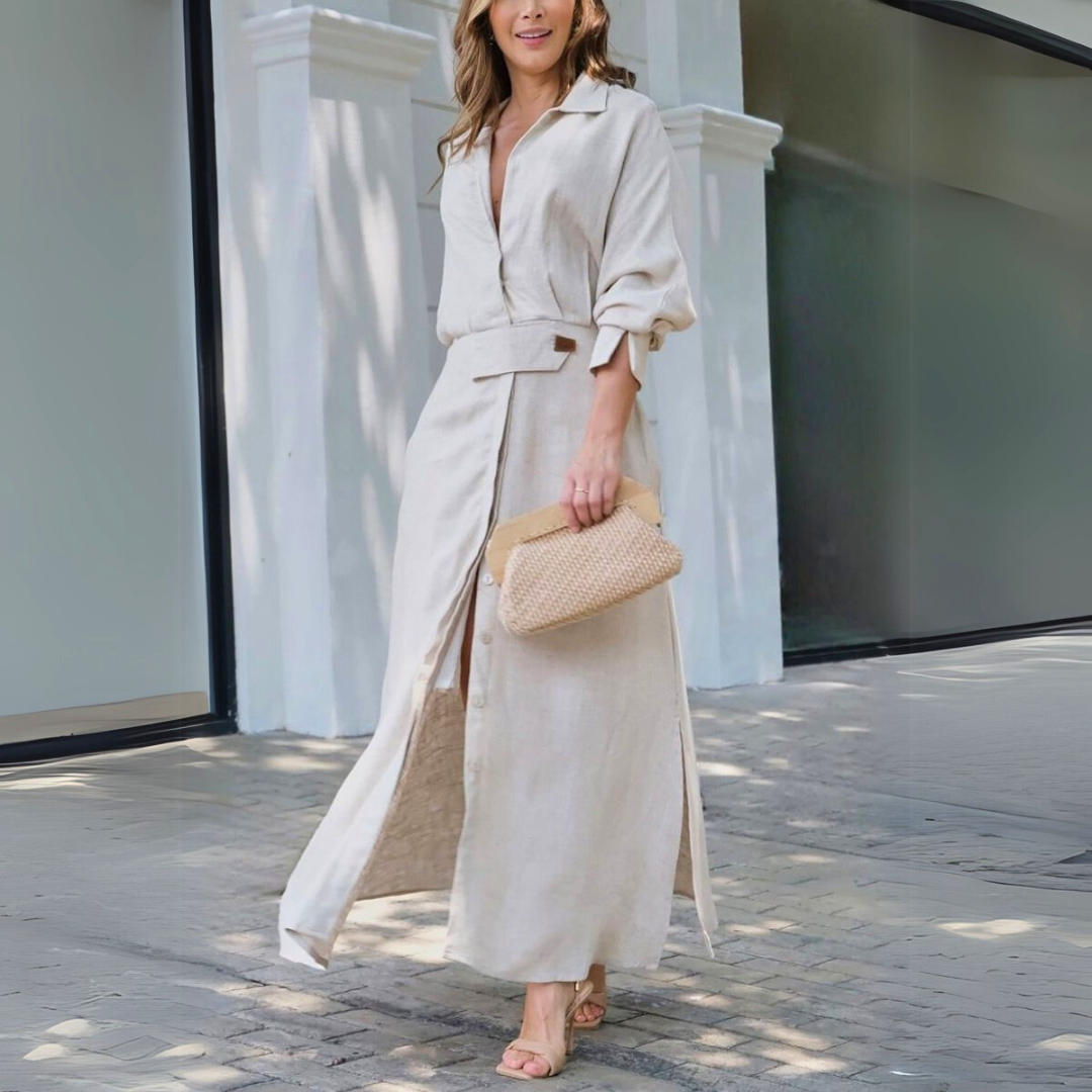 Jane - Elegant Maxi Dress with V-Neck CØDE Toronto