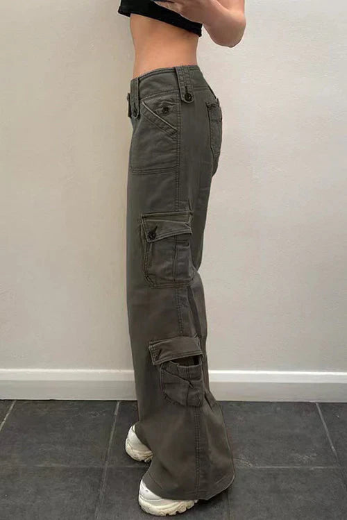 Retro Street Style Pocket Denim Pants Aviero Madrid
