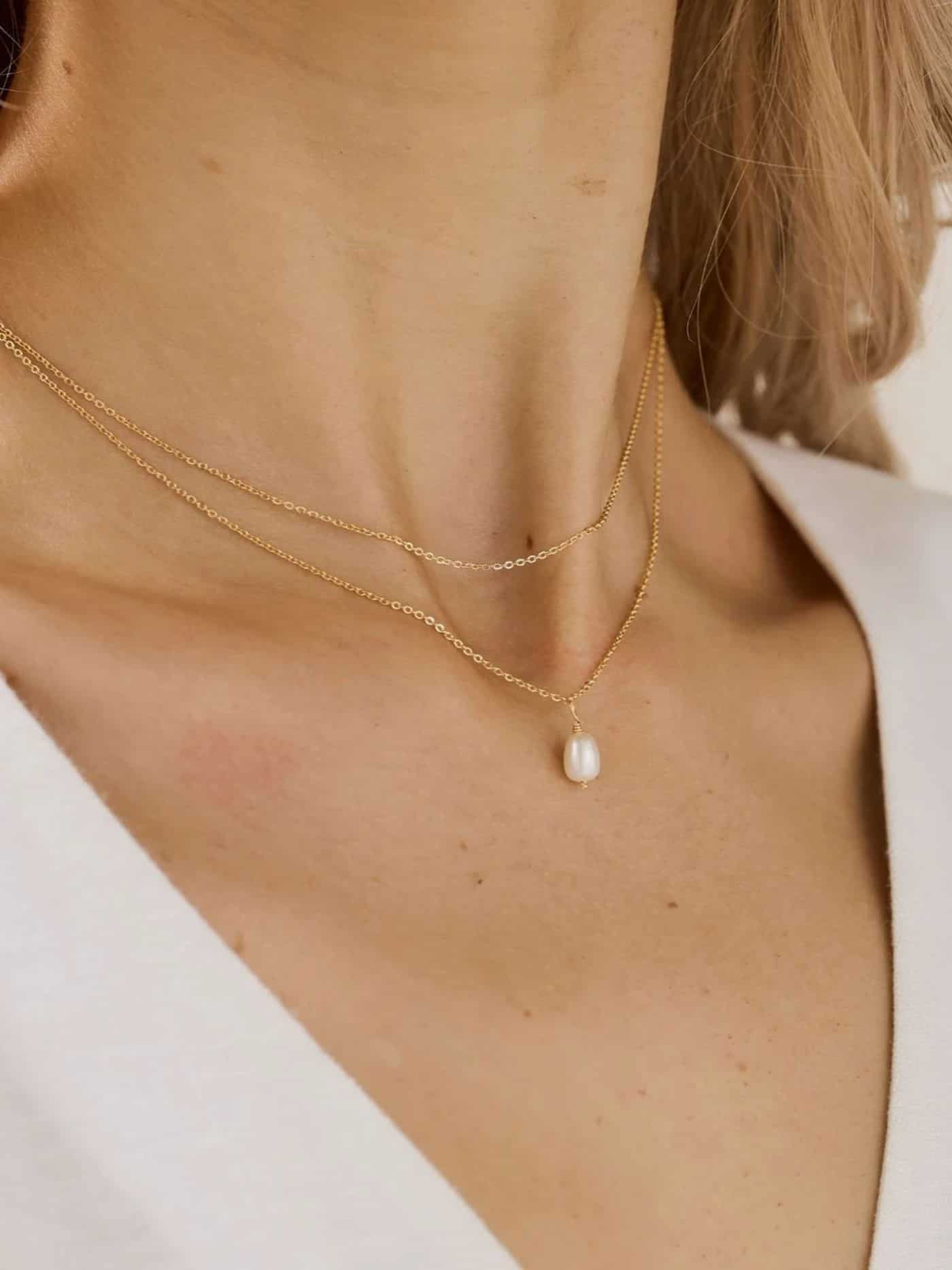 Léa – Pearl collar en capas con perla natural Aviero Madrid