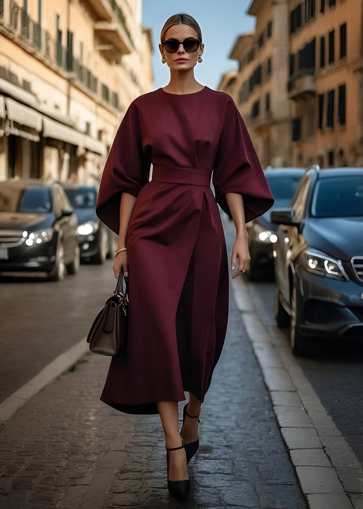 Vena - Vestido midi con cinturón Aura Sevilla