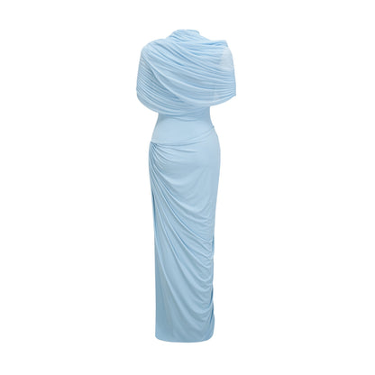 Marbella – Vestido Maxi Asimétrico Plisado Aviero Madrid