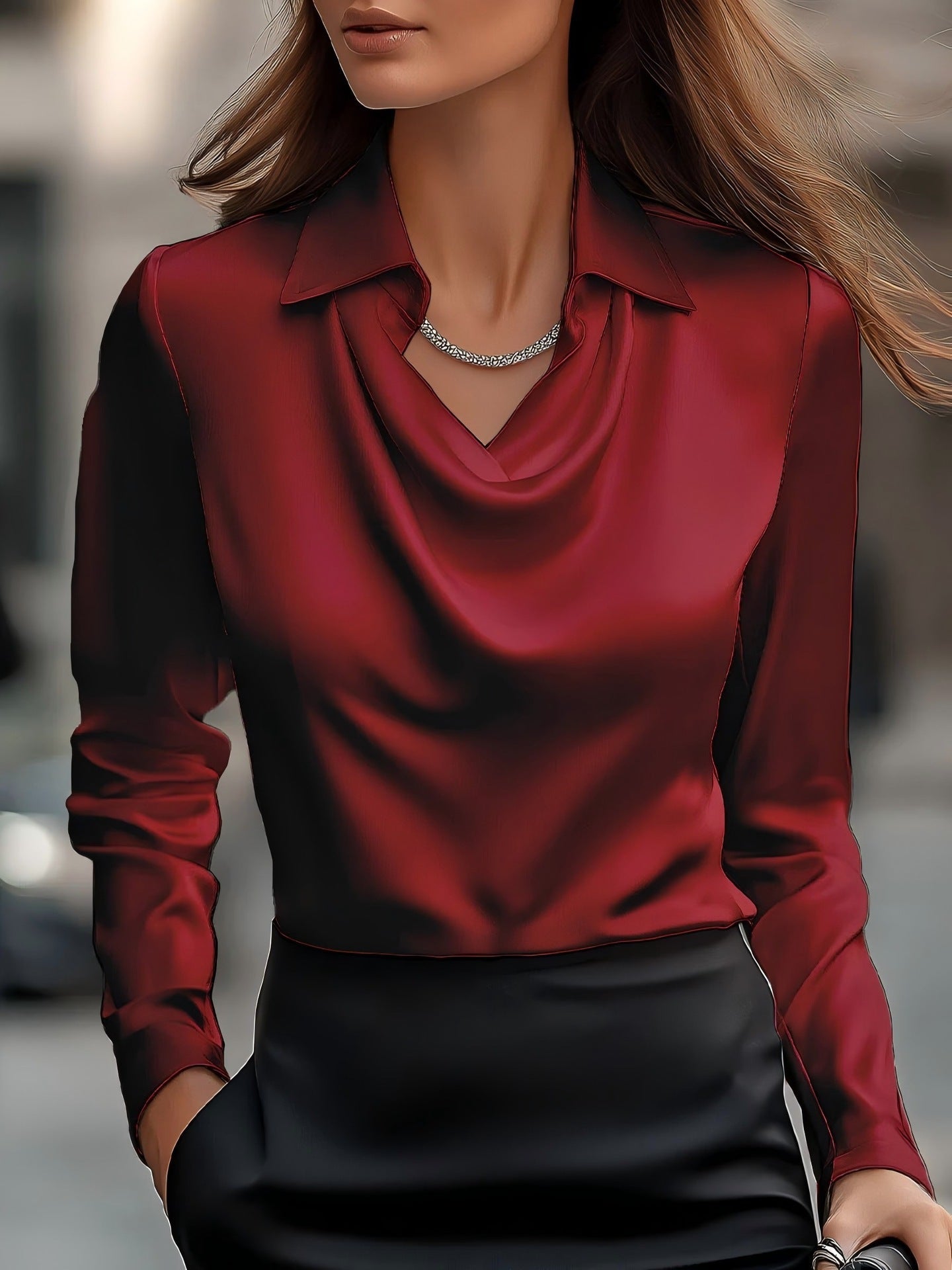 Elly - Blusa con Escote Elegante Aviero Madrid