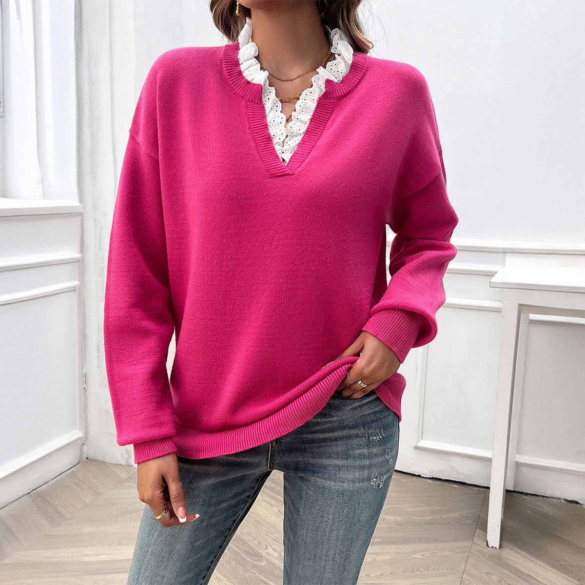 Amara –  Jersey con detalle de encaje Aviero Madrid