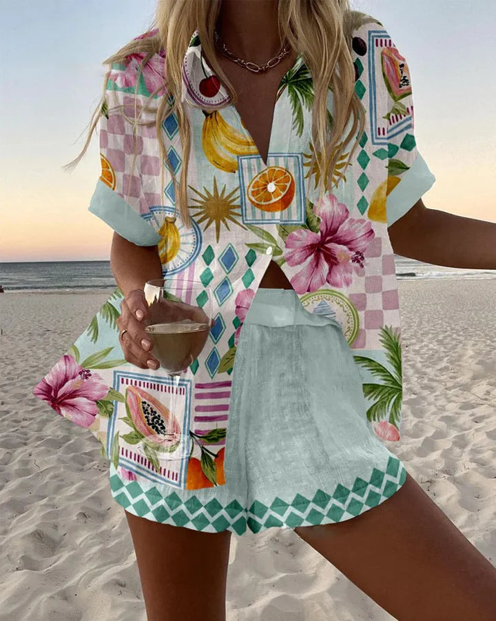 LARA - CONJUNTO DE LINO ESTAMPADO Aviero Madrid