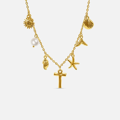 Ocean Letter Necklace - GOLD CØDE Toronto