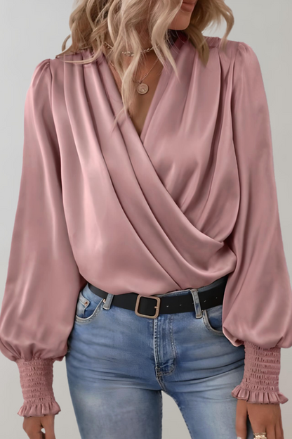 Camila | blusa elegante de manga larga con escote en V Aviero Madrid