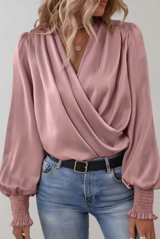 Camila | blusa elegante de manga larga con escote en V Aviero Madrid