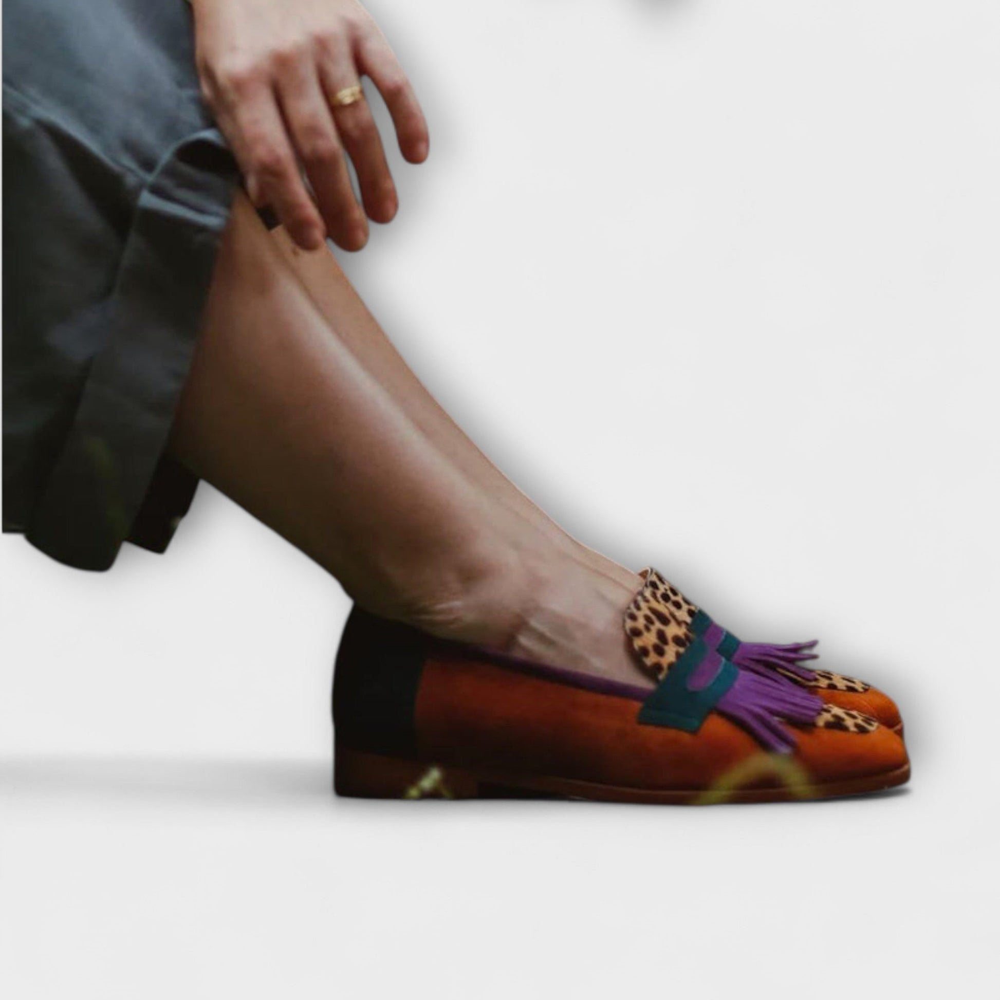 Fallon – Mocasín Marrón con Estampado de Leopardo Aviero Madrid