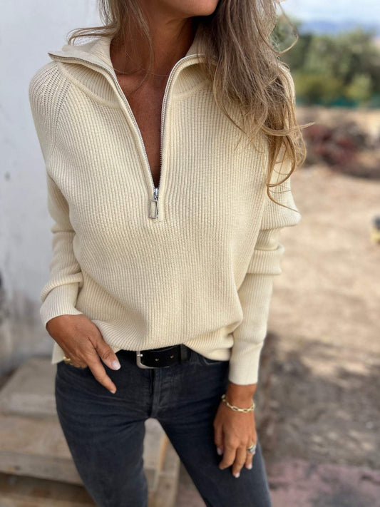 Sandra – Jersey de punto con cuello en V Aviero Madrid